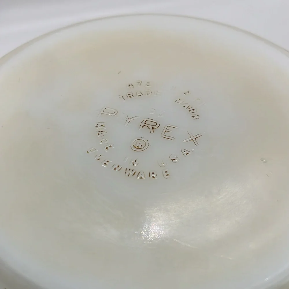 Vintage PYREX Square Flowers White and Green Patterned Mixing Bowl